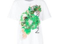 T-shirt met bloemenprint en pailletten Marc Cain , White , Dames