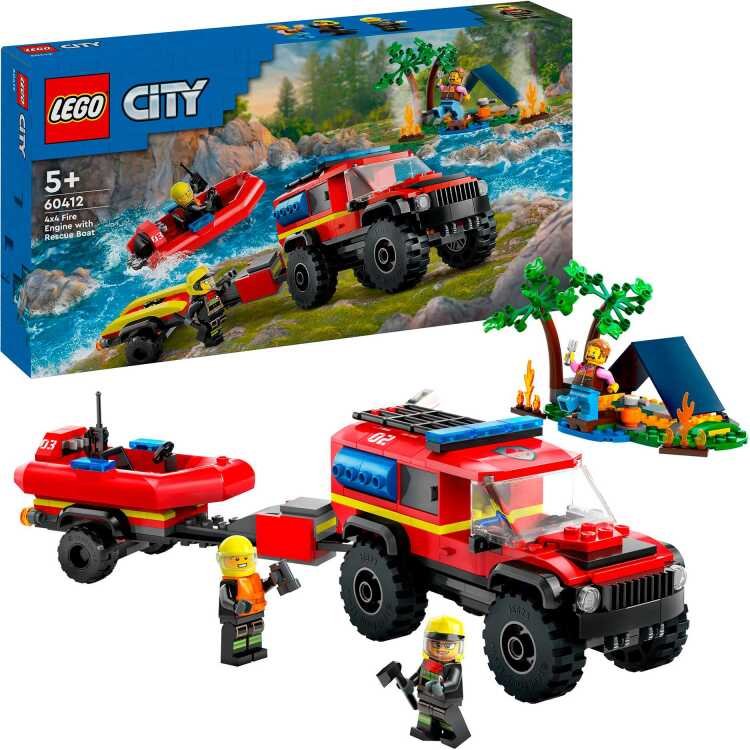 LEGO City - 4x4 Brandweerwagen met reddingsboot constructiespeelgoed 60412