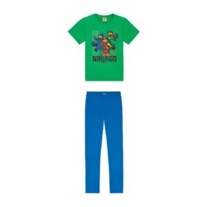 LEGO Peuter pyjama, met ronde hals en katoen (Ninjago Groen/Blauw, 134-140)