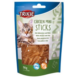 4x50g Trixie PREMIO Kip Mini Sticks Kattensnacks