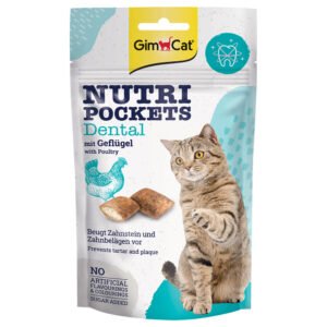 6x 60g GimCat Nutri Pockets Dental met gevogelte kattensnacks