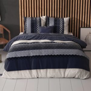 Dekbedovertrek Elisabeth - Lits-Jumeaux (240x220 cm) - Navy Polyester-katoen - Dessin: Patroon - Sleeptime - Dekbed-Discounter.nl