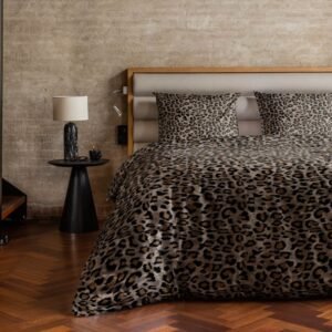 Dekbedovertrek Wild Leopard - Tweepersoons (200x220 cm) - Bruin Polyester-katoen - Dessin: Dieren - Fresh and Co - Dekbed-Discounter.nl