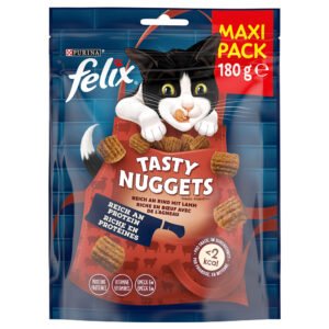 Dubbelpak: 2x180g Felix Tasty Nuggets Rund en Lam kattensnacks