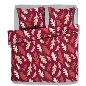 HEMA Dekbedovertrek Flanel 240x200/220 Bladeren Rood (rood)