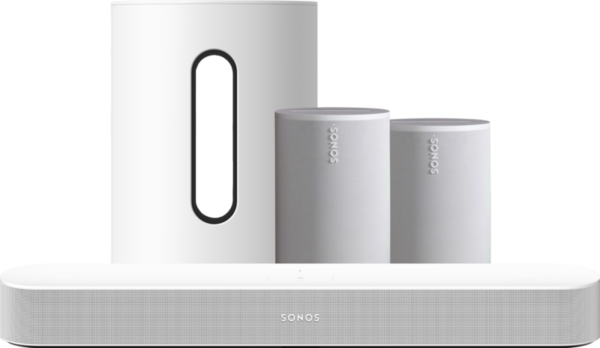 Sonos Beam Gen2 Wit + 2x Era 100 Wit + Sub Mini Wit