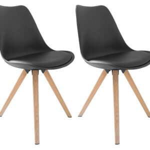 byLIVING 2 stoelen Kira (Zwart/eiken)