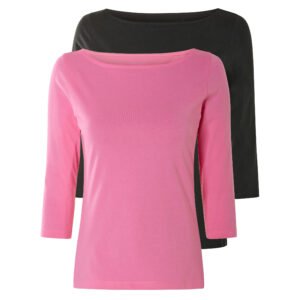 esmara Dames shirt met 3/4 Mouwen (XS (32/34), Zwart/roze)