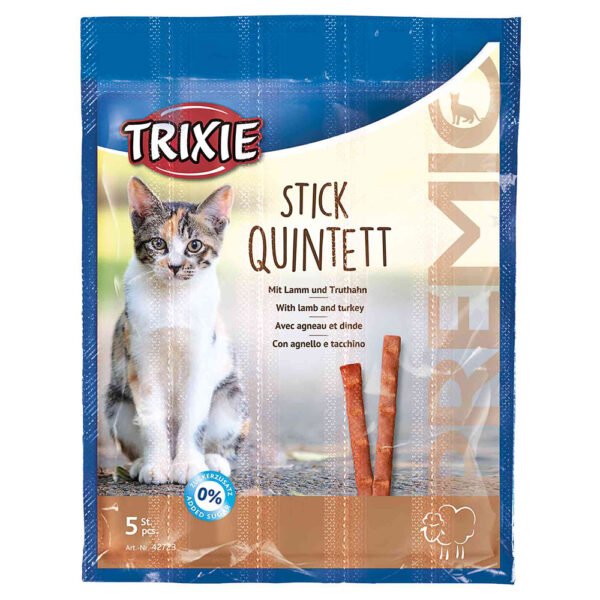 25g Trixie PREMIO Stick Quintet met Lam & Kalkoen Kattensnacks