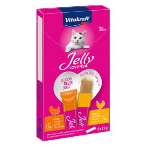 24x15g Vitakraft Jelly Lovers Kip & Kalkoen Kattensnack