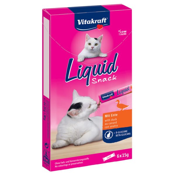 6x15g Cat Liquid Eend & Beta Glucanen Vitakraft Kattensnacks