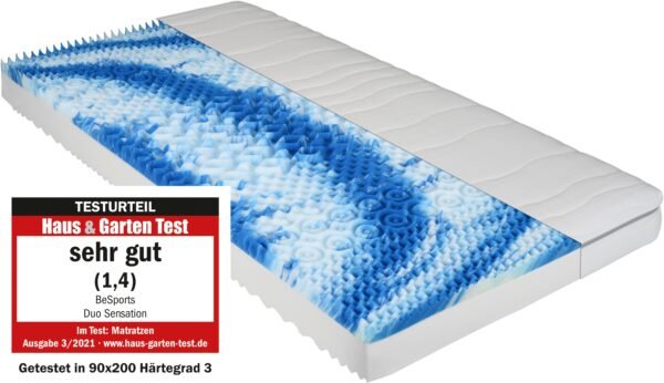 BeSports Comfortschuimmatras Duo Sensation Matras in 90x200 cm en andere afm., tweezijdig te gebruiken matras hoogte 18 cm