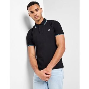 Fred Perry Twin Tipped Short Sleeve Polo Shirt Heren - Black- Heren, Black