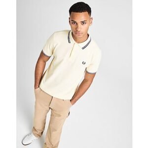 Fred Perry Twin Tipped Short Sleeve Polo Shirt Heren - Ecru- Heren, Ecru