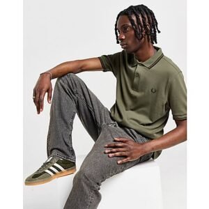 Fred Perry Twin Tipped Short Sleeve Polo Shirt Heren - Green- Heren, Green