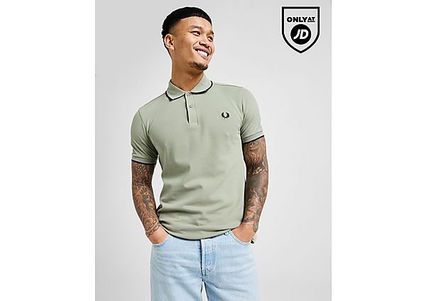 Fred Perry Twin Tipped Short Sleeve Polo Shirt Heren - Green- Heren, Green
