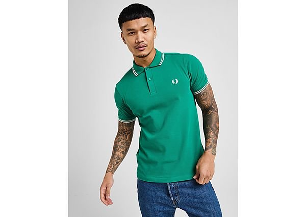 Fred Perry Twin Tipped Short Sleeve Polo Shirt Heren - Green- Heren, Green
