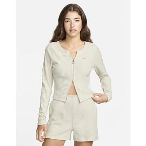 Nike Aansluitend damesvest met rits over de hele lengte Sportswear Chill Rib - Light Orewood Brown/Light Orewood Brown- Dames, Light Orewood Brown/Light Orewood Brown