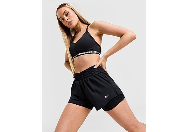 Nike Dri-FIT 2-in-1 damesshorts met halfhoge taille (8 cm) One - Black- Dames, Black