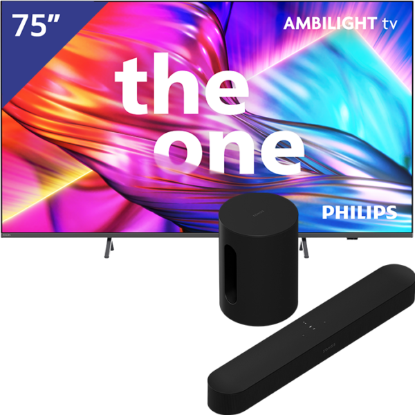 Philips 75 inch TV + Sonos Beam + Sub mini