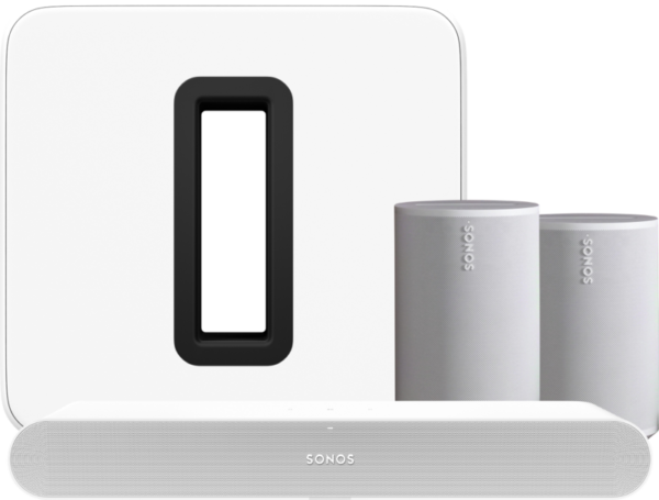 Sonos Ray Wit + 2x Era 100 Wit + Sub G3 Wit