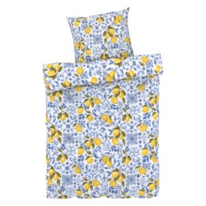 LIVARNO home Dekbedovertrek 140 x 200 cm (citroen/blauw)